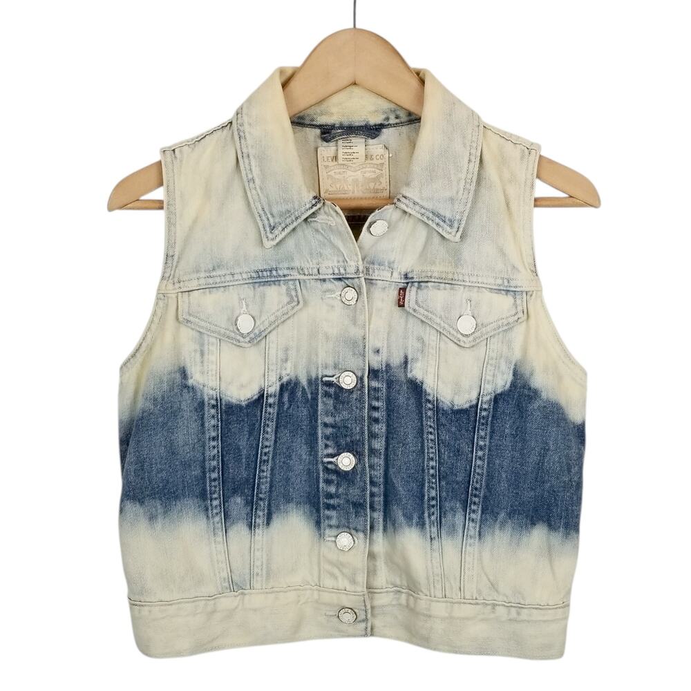 Levi's Women's Ombre Tie Dye Denim Jean Vest Blue Size Medium